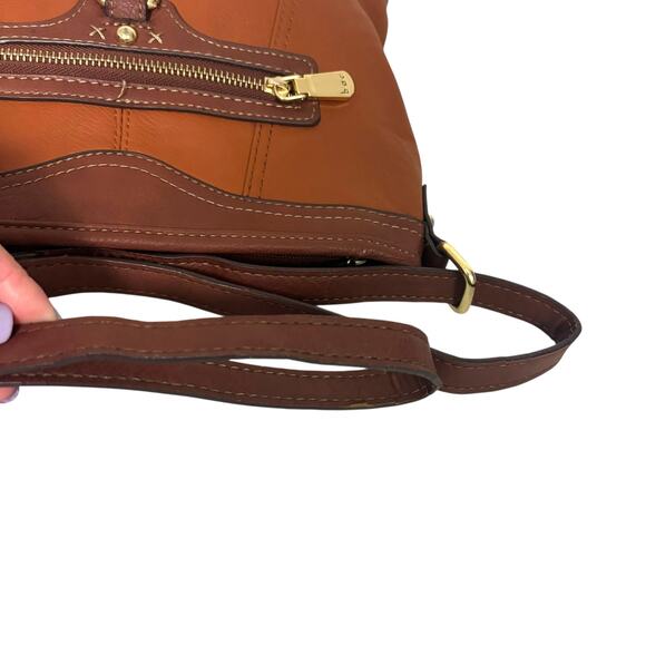 B.O.C. Born Concepts Crossbody Bag Brown Faux Leather Zip Top Saddle Style - Picture 9 of 14